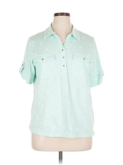 Pre-owned Coral Bay Short Sleeve Blouse In Blue