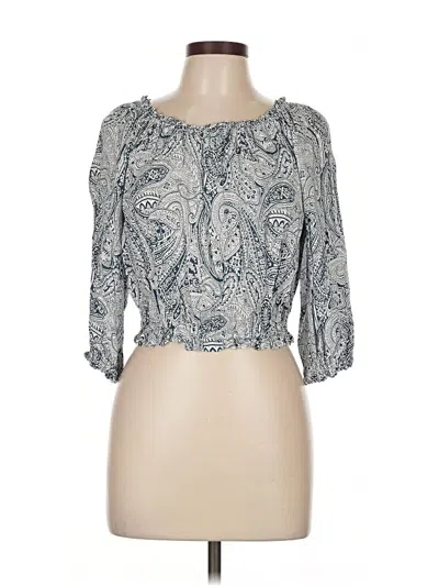 Pre-owned Blu Pepper 3/4 Sleeve Blouse In Silver