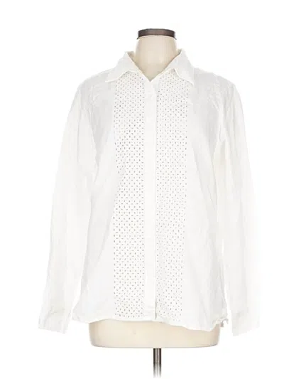 Pre-owned Talbots Long Sleeve Blouse In White