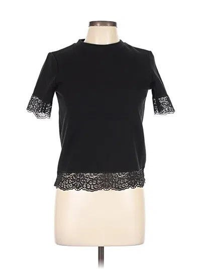 Pre-owned Trafaluc By Zara Short Sleeve Top Black Mock Neckline Tops