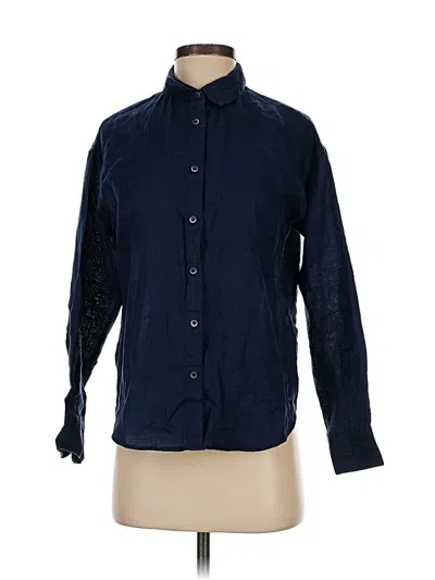 Pre-owned Uniqlo Long Sleeve Button Down Shirt In Blue