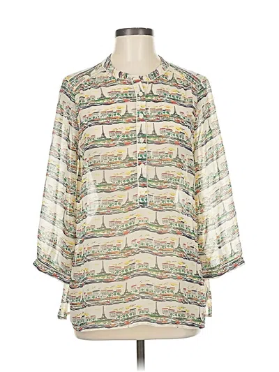 Pre-owned Banana Republic Factory Store 3/4 Sleeve Blouse In White