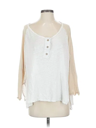 Pre-owned We The Free 3/4 Sleeve Top Ivory Scoop Neck Tops In White