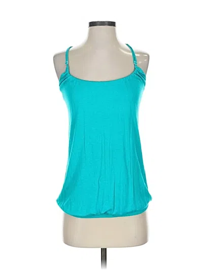 Pre-owned Express Sleeveless Top Teal Halter Neckline Tops In Blue