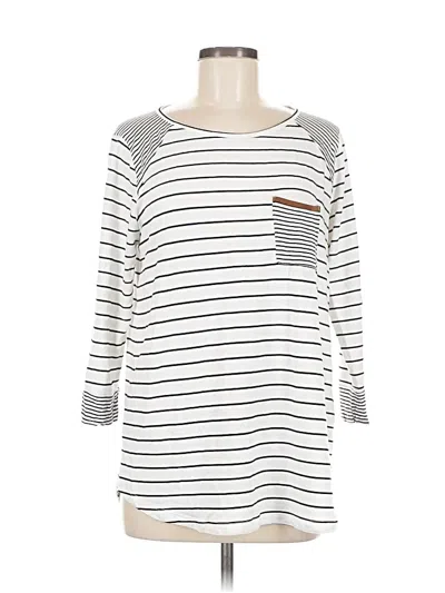 Pre-owned Pink Clover Long Sleeve Top White Boatneck Tops