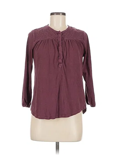 Pre-owned Lucky Brand Long Sleeve Henley Shirt In Burgundy