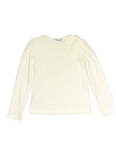 Pre-owned Mayoral Kids' Long Sleeve Top Ivory Crew Neck Tops In White