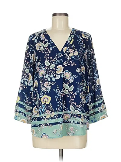 Pre-owned Les Serein 3/4 Sleeve Blouse In Blue