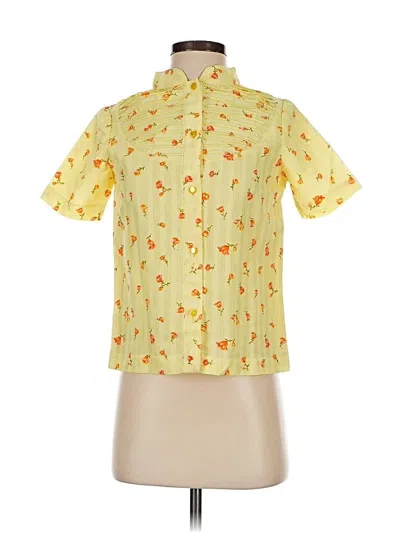 Pre-owned Unbranded Short Sleeve Blouse In Yellow