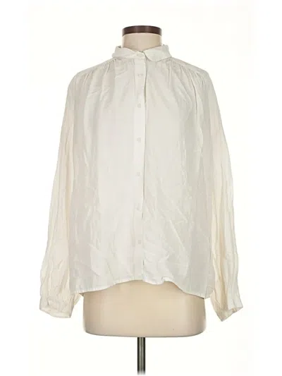 Pre-owned Uniqlo Long Sleeve Blouse In White