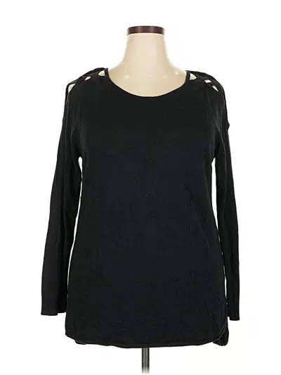 Pre-owned New York And Company Long Sleeve Top Black Keyhole Neckline Tops
