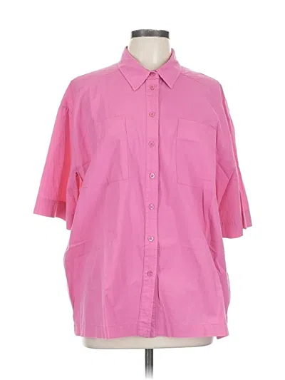 Pre-owned Hyfve 3/4 Sleeve Button Down Shirt In Pink