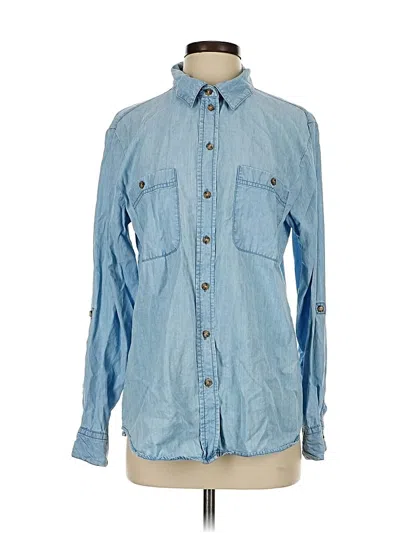Pre-owned Social Standard By Sanctuary Long Sleeve Button Down Shirt In Blue