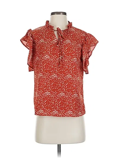 Pre-owned Unbranded Short Sleeve Blouse In Red