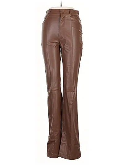 Pre-owned Zara Faux Leather Pants In Brown