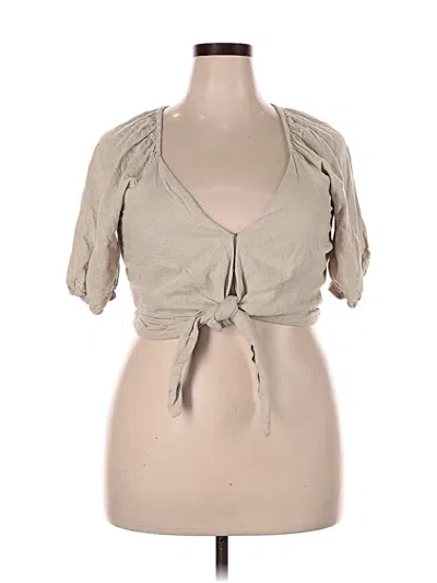 Pre-owned Abercrombie & Fitch Short Sleeve Top Tan Sweetheart Neckline Tops In Brown