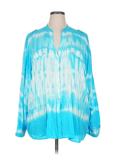 Pre-owned Unbranded Long Sleeve Blouse In Blue