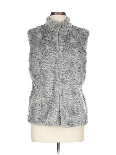 Pre-owned White House Black Market Faux Fur Vest In Gray