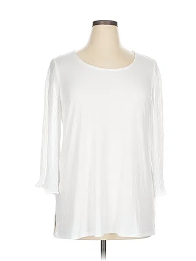 Pre-owned Jm Collection 3/4 Sleeve Top White Boatneck Tops