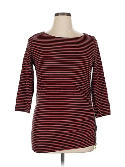 Pre-owned Michael Michael Kors 3/4 Sleeve Top Burgundy Boatneck Tops