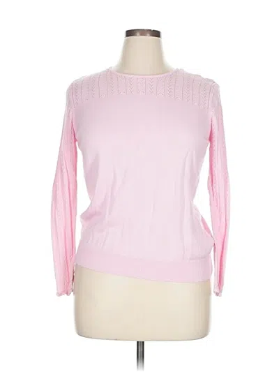 Pre-owned Basic Editions Long Sleeve Top Pink Boatneck Tops