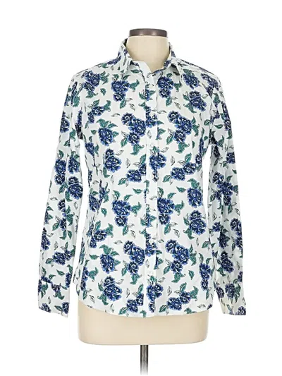 Pre-owned Lands' End Long Sleeve Button Down Shirt In White