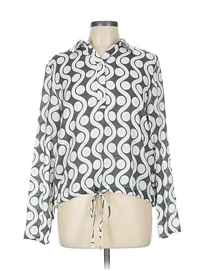 Pre-owned By Design Long Sleeve Blouse In Silver