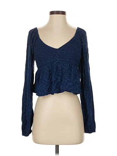 Pre-owned Hollister Long Sleeve Top Blue Sweetheart Neckline Tops