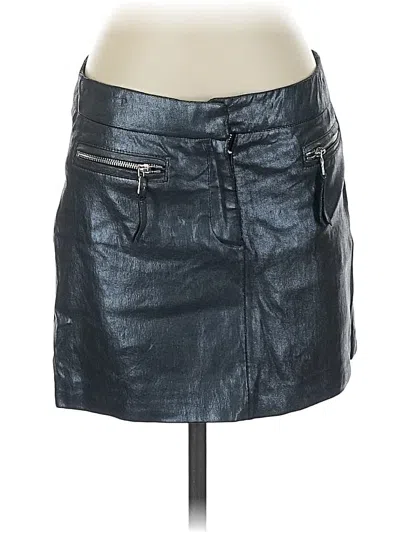 Pre-owned Milly Faux Leather Skirt In Blue