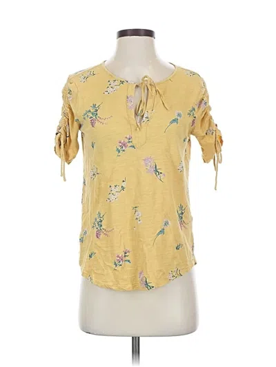 Pre-owned Lucky Brand Short Sleeve Blouse In Yellow