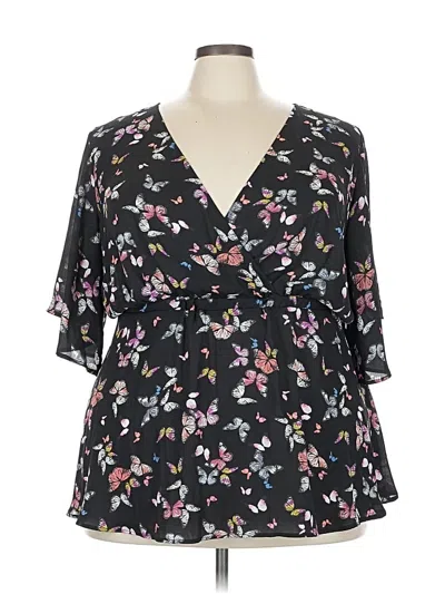 Pre-owned Torrid 3/4 Sleeve Blouse In Black