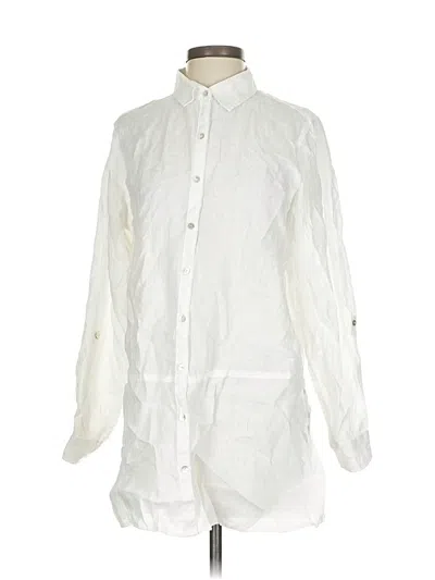 Pre-owned Tahari Long Sleeve Button Down Shirt In White