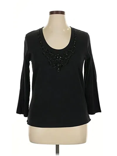 Pre-owned Michael Michael Kors 3/4 Sleeve Top Black Scoop Neck Tops