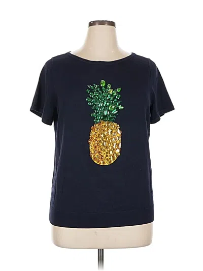 Rsvp By Talbots Short Sleeve Top Blue Crew Neck Tops In Blue