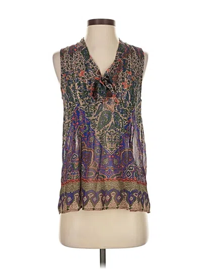 Pre-owned Joie Sleeveless Silk Top Purple Plunge Neckline Tops