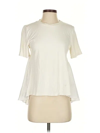 Pre-owned English Factory Short Sleeve Top Ivory Mock Neckline Tops In White