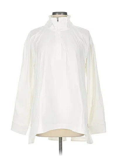 Pre-owned Athleta Fleece Jacket In White