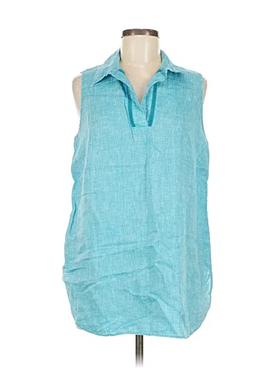 Pre-owned Chico's Sleeveless Button Down Shirt In Blue