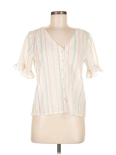 Pre-owned Madewell Short Sleeve Blouse In White