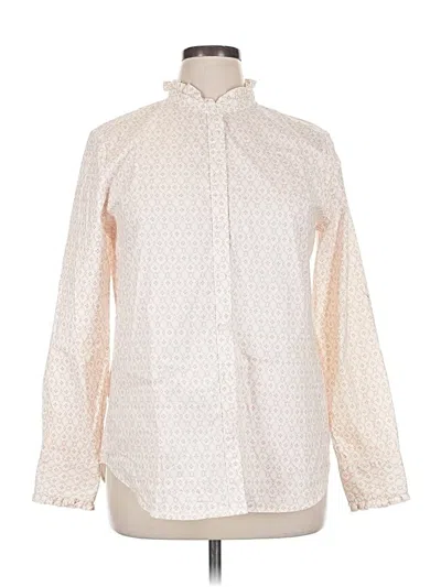 Pre-owned Lands' End Long Sleeve Blouse In White