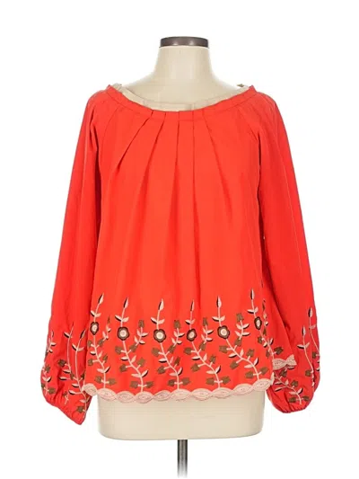 Pre-owned Assorted Brands Long Sleeve Blouse In Red