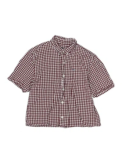 Pre-owned Vineyard Vines Kids' Short Sleeve Button Down Shirt In Burgundy