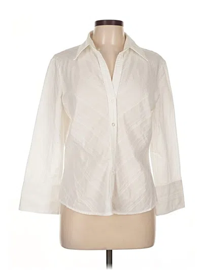 Pre-owned New York And Company 3/4 Sleeve Button Down Shirt In White