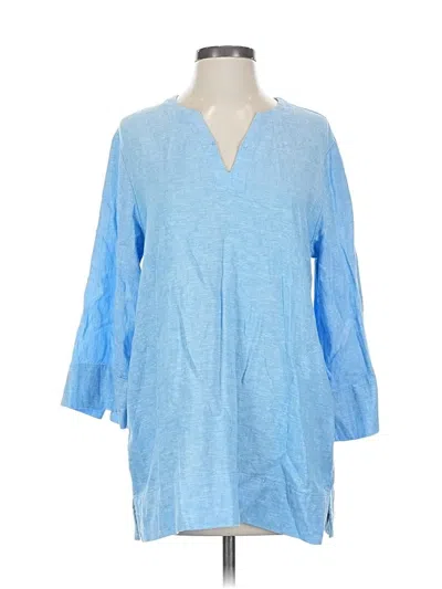 Pre-owned Lands' End 3/4 Sleeve T-shirt In Blue