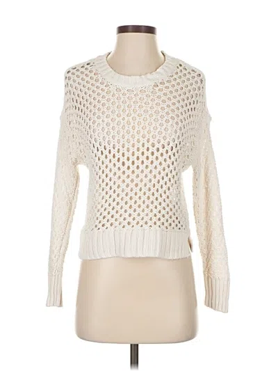 Pre-owned Abercrombie & Fitch Long Sleeve Top Ivory Turtleneck Tops In White