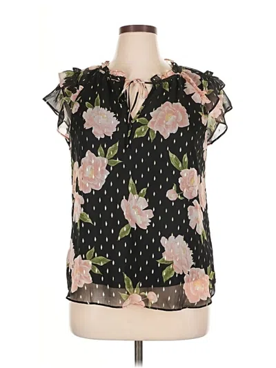 Pre-owned Haver + Blair Short Sleeve Blouse In Black