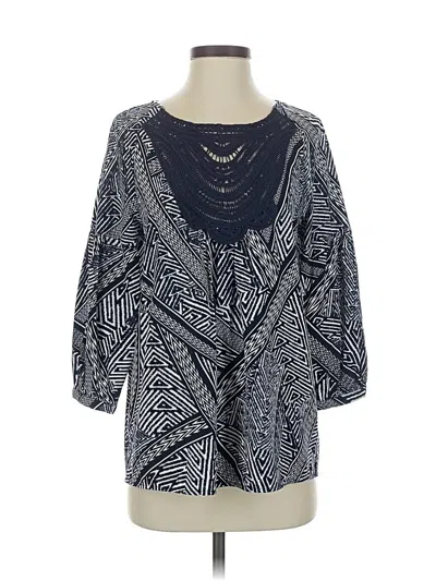 Pre-owned Adrianna Papell 3/4 Sleeve Blouse In Blue