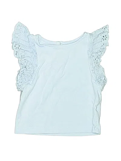 Pre-owned Janie And Jack Kids' Short Sleeve Top Blue Ruffles Neckline Tops