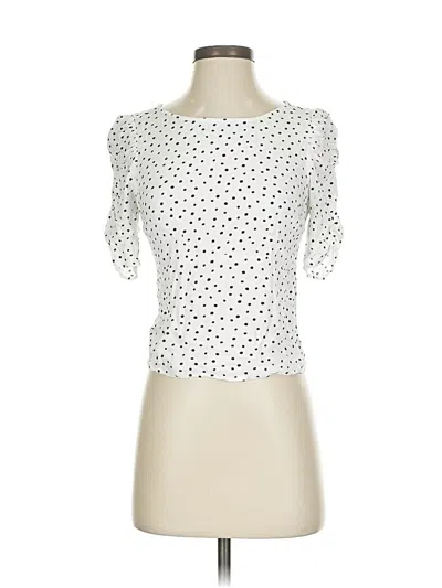 Pre-owned Abercrombie & Fitch Short Sleeve Top White Polka Dots Pattern Square Neckline Tops