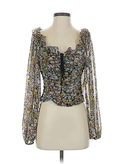 Pre-owned Free People 3/4 Sleeve Blouse In Green